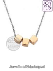 JOY de la LUZ JLN027-45 Layered Necklace 3 Cubes verguld zilver 45-48cm